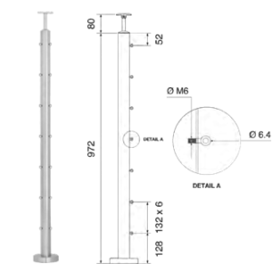 Wire rope post - End